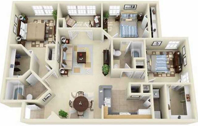 3 beds, 2 baths, 1,283 sqft, $1,702