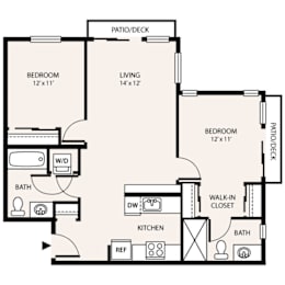 2 beds, 2 baths, 866 sqft, $1,997