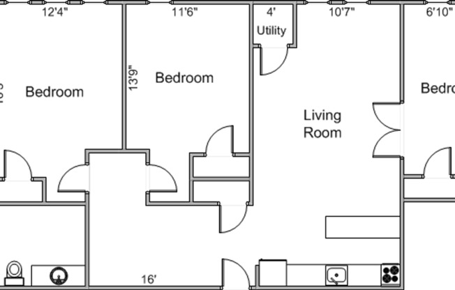 3 beds, 1 bath, 1,139 sqft, $2,999, Unit 45R-2