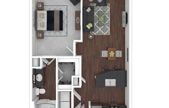 1 bed, 1 bath, 696 sqft, $1,444