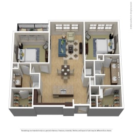 2 beds, 2 baths, 1,197 sqft, $2,722