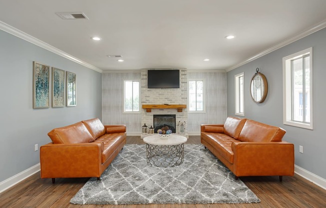 Resident Clubhouse with Fireplace at Malibu at Martin Apartments in Huntsville, Alabama