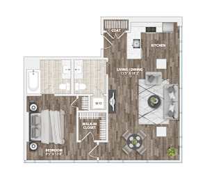 1 bed, 1 bath, 825 sqft, $2,579