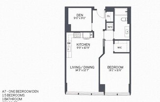 1 bed, 1 bath, 838 sqft, $4,347
