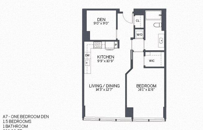 1 bed, 1 bath, 838 sqft, $4,244