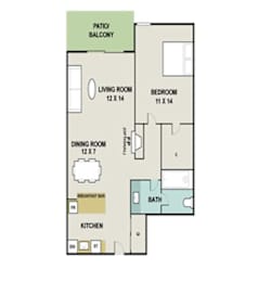 1 bed, 1 bath, 660 sqft, $1,188