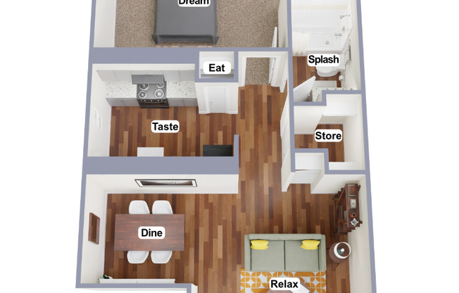 1 bed, 1 bath, 649 sqft, $784