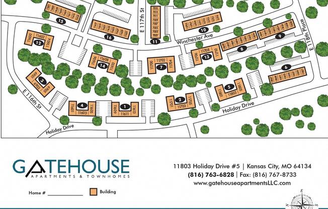 Gatehouse Property Map at Gatehouse Apartments, Kansas City, MO
