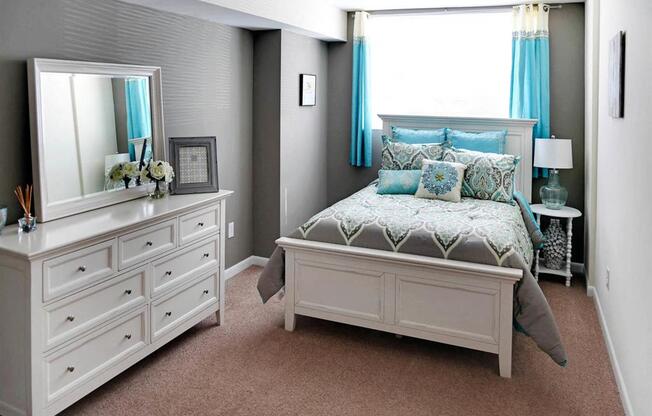 There are generous closets in every bedroom, ample space for furniture, and wall-to-wall carpeting.