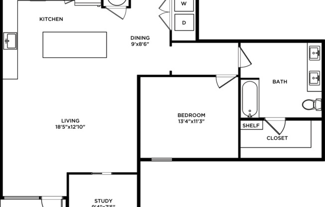 1 bed, 2 baths, 1,118 sqft, $2,315, Unit 538