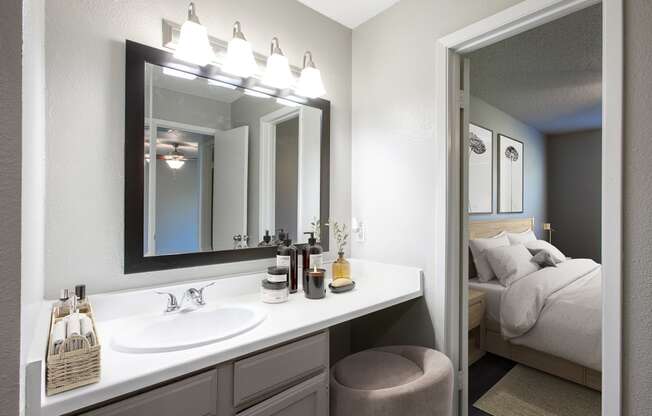 Bathroom in Bedroom at The Villas at Quail Creek Apartment Homes in Austin Texas