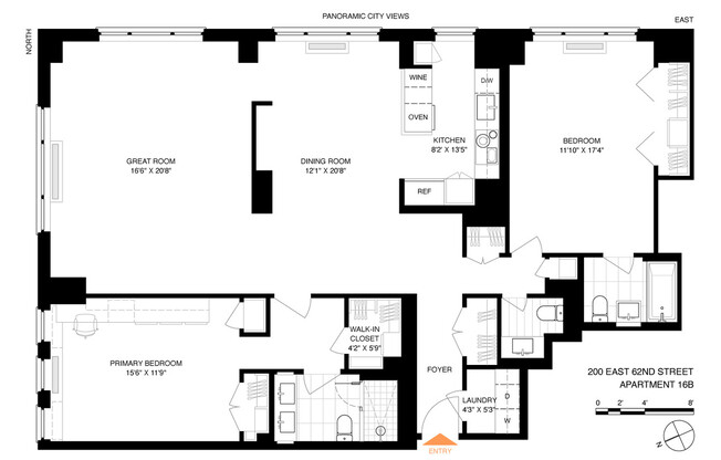 2 beds, 2.5 baths, 1,695 sqft, $14,500, Unit 16B