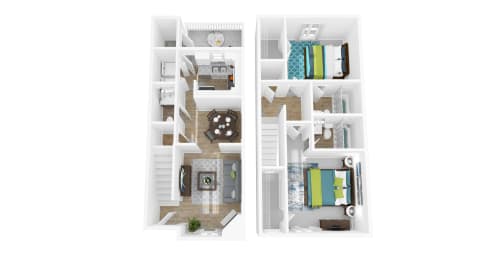 2 beds, 2.5 baths, 1,250 sqft, $1,346