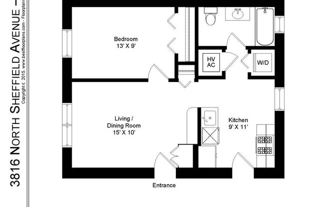 1 bed, 1 bath, 449 sqft, $2,175, Unit 3816S-2W