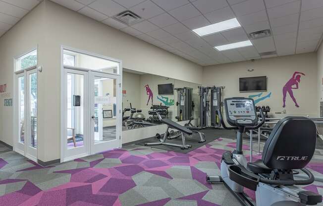 Gym equipment at Monmouth Row Apartments, Newport, Kentucky