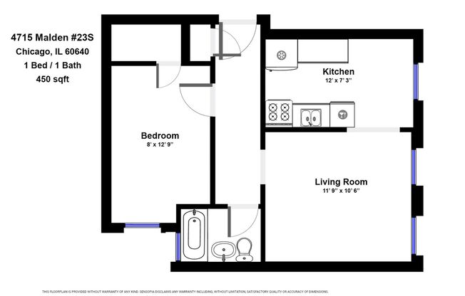 1 bed, 1 bath, 450 sqft, $1,595, Unit 4715-23S