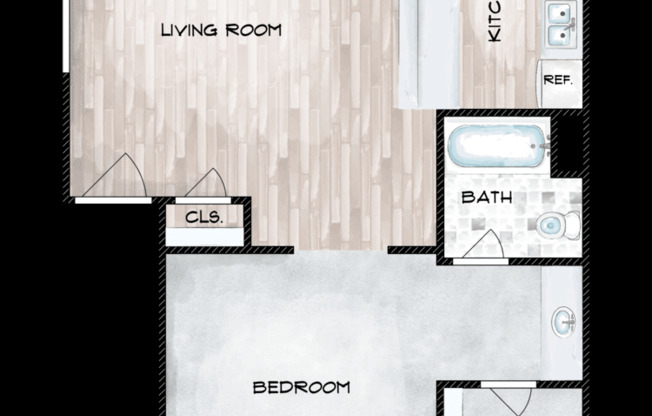 1 bed, 1 bath, 435 sqft, $970