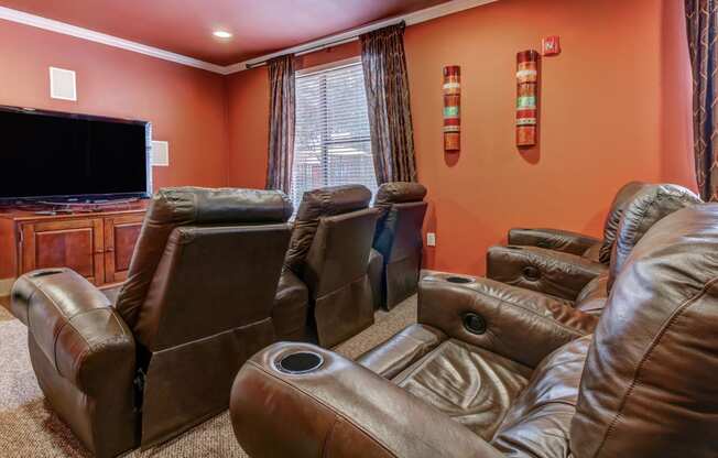 Theater Room with TV and recliners