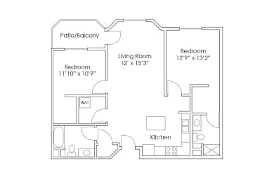 2 beds, 2 baths, 1,066 sqft, $1,510