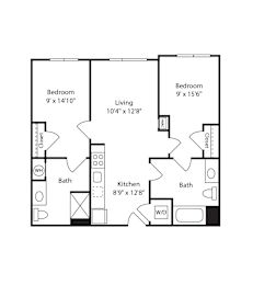 2 beds, 2 baths, 804 sqft, $4,547