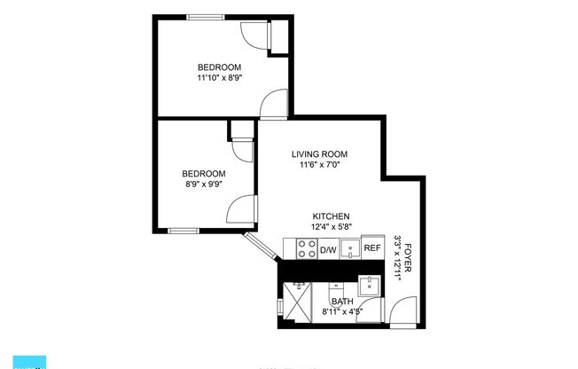 2 beds, 1 bath, 419 sqft, $3,800, Unit 4B