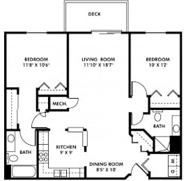 2 beds, 2 baths, 1,050 sqft, $1,410