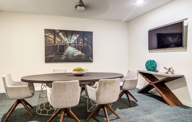 Conference Room With Television at Spoke Apartments, Georgia