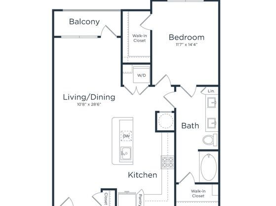 1 bed, 1 bath, 885 sqft, $1,525