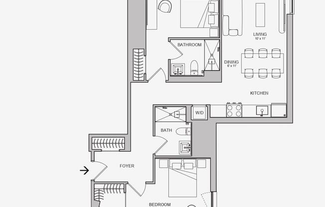 2 beds, 2 baths, $5,700, Unit G31