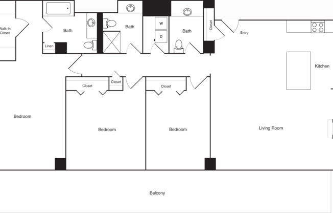 3 beds, 2 baths, 2,042 sqft, $8,143, Unit 17D