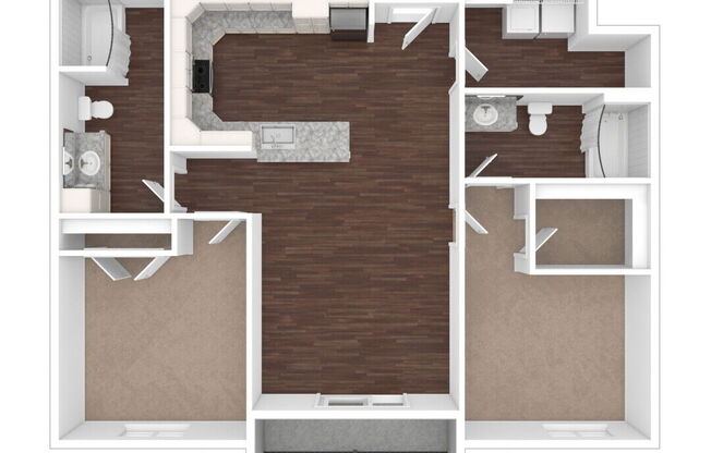 2 beds, 2 baths, 1,070 sqft, $1,399