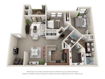 2 beds, 2 baths, 1,209 sqft, $1,700