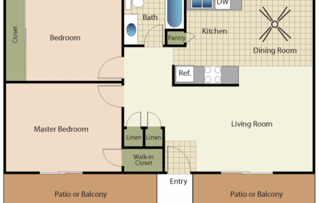 2 beds, 1 bath, 935 sqft, $3,095
