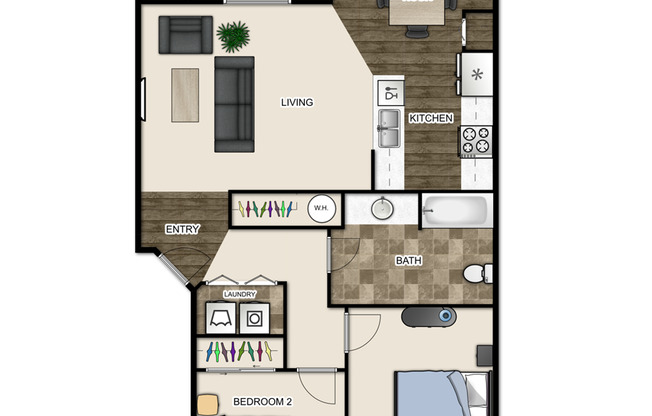2 beds, 1 bath, 1,030 sqft, $1,895, Unit G67