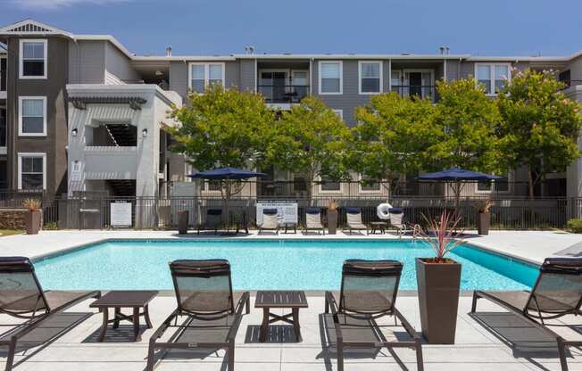 Apartments for Rent in Napa - Montrachet Outdoor Pool with Lounge Chairs