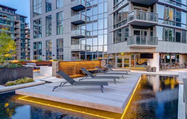 Wading Pool with Chaise Lounge Island at Stratus, Seattle, 98121