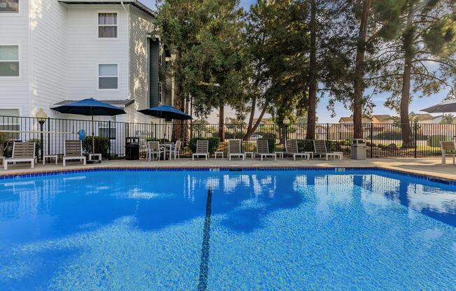 a blue pool of water