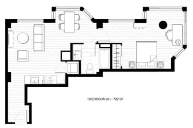 1 bed, 1 bath, 722 sqft, $2,745