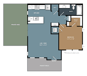 1 bed, 1 bath, 744 sqft, $1,673