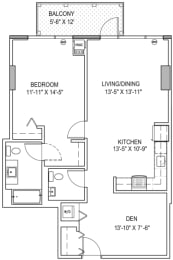 1 bed, 1.5 baths, 923 sqft, $2,733