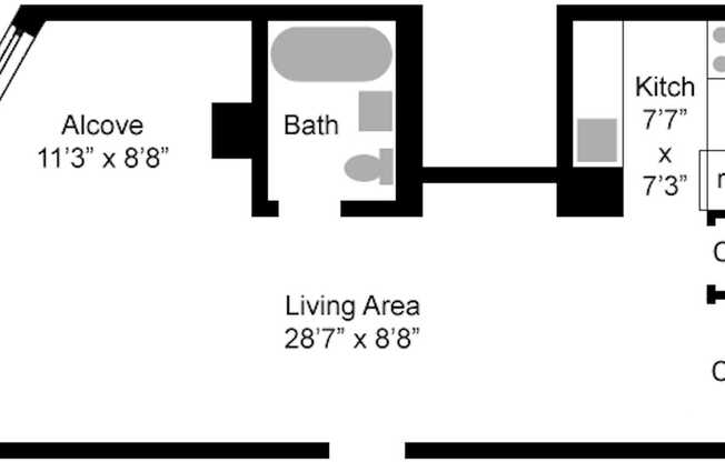 Studio, 1 bath, 500 sqft, $2,950, Unit 14W