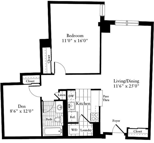 1 bed, 1 bath, 979 sqft, $3,125, Unit 0521