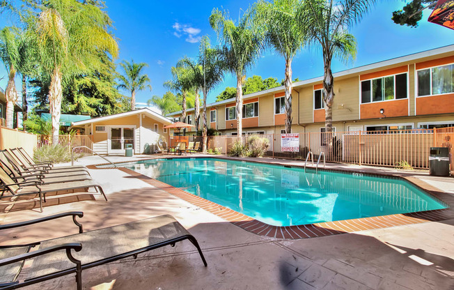 Swimming Pool And Sundeck at Latham Court, Mountain View, California