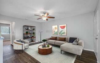 Spacious Living Area With Wood-Style Flooring