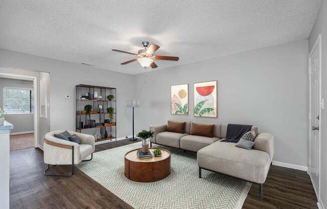 Spacious Living Area With Wood-Style Flooring