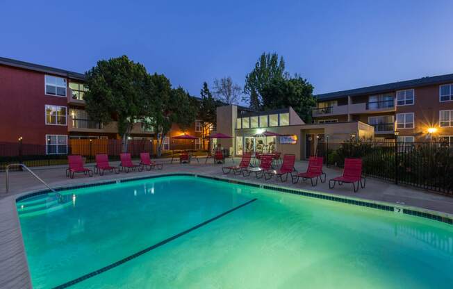 Night Pool View at Carriage House, Fremont, CA 94536