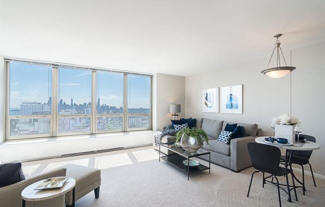 One Bedroom Living Room with downtown views