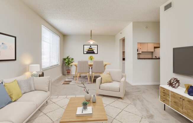 Two-bedroom townhome living area (virtually staged)  at Lenox Park, Silver Spring