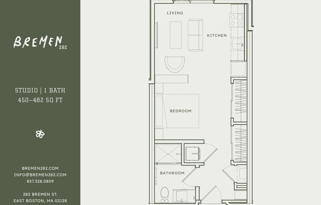 Studio, 1 bath, 450 sqft, $2,600, Unit 534