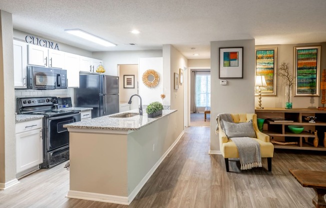 Living Room and Hallway at Grove Point, Georgia, 30093